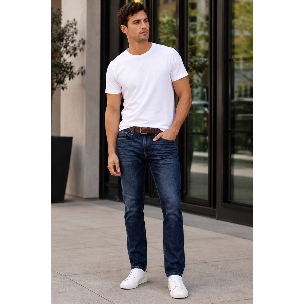 Fidelity Denim Jimmy Slim Straight Jeans Mystic Blu Dark Wash Men's 34
